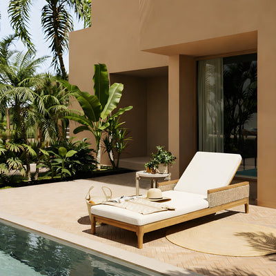 Genuine Solid Acacia Wood Sun Chaise Lounger