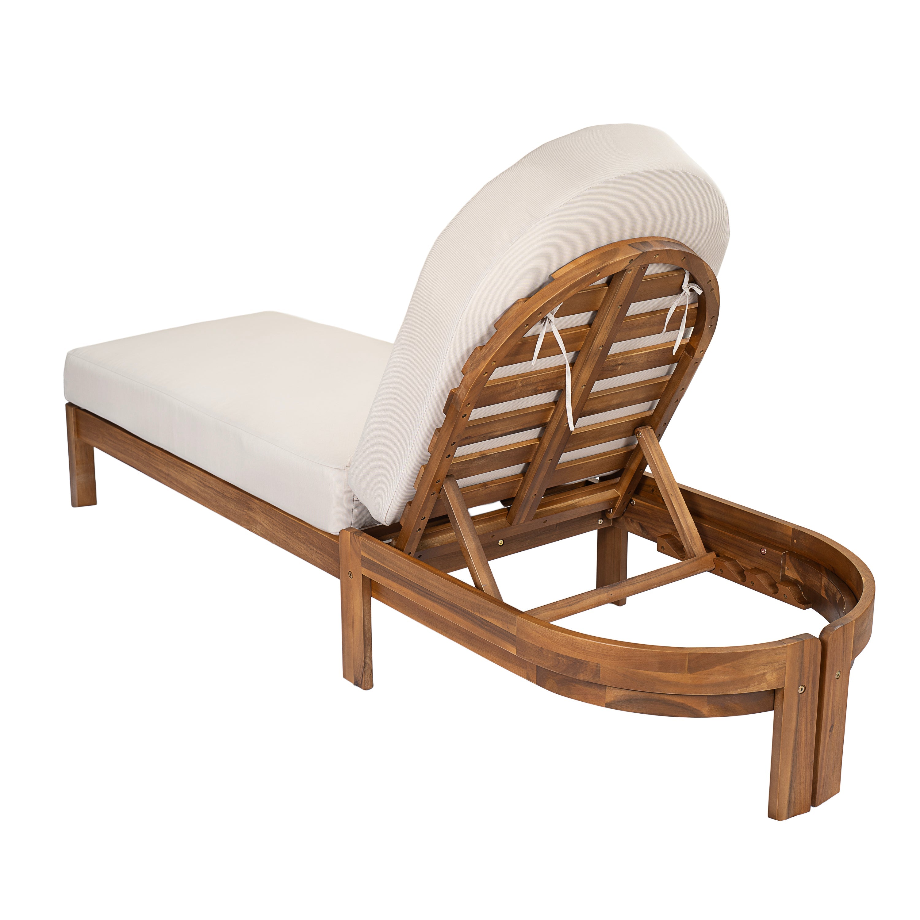 Genuine Acacia Wood Chaise Lounge Chairs with Adjustable Backrest - Set of 2