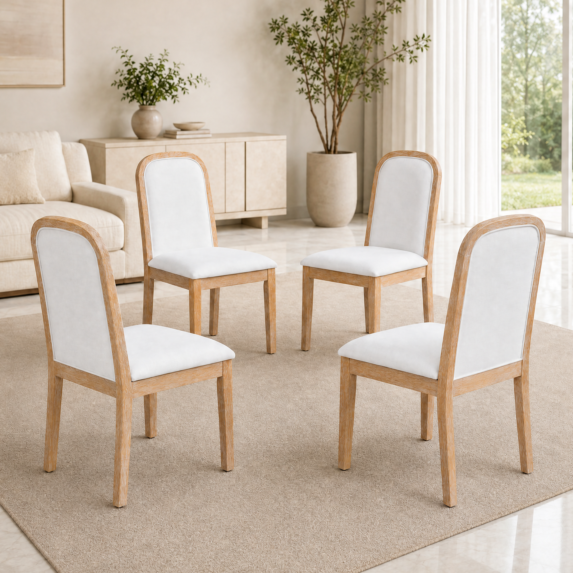 Vintage Style Dining Chair Set with 4 Upholstered Chairs