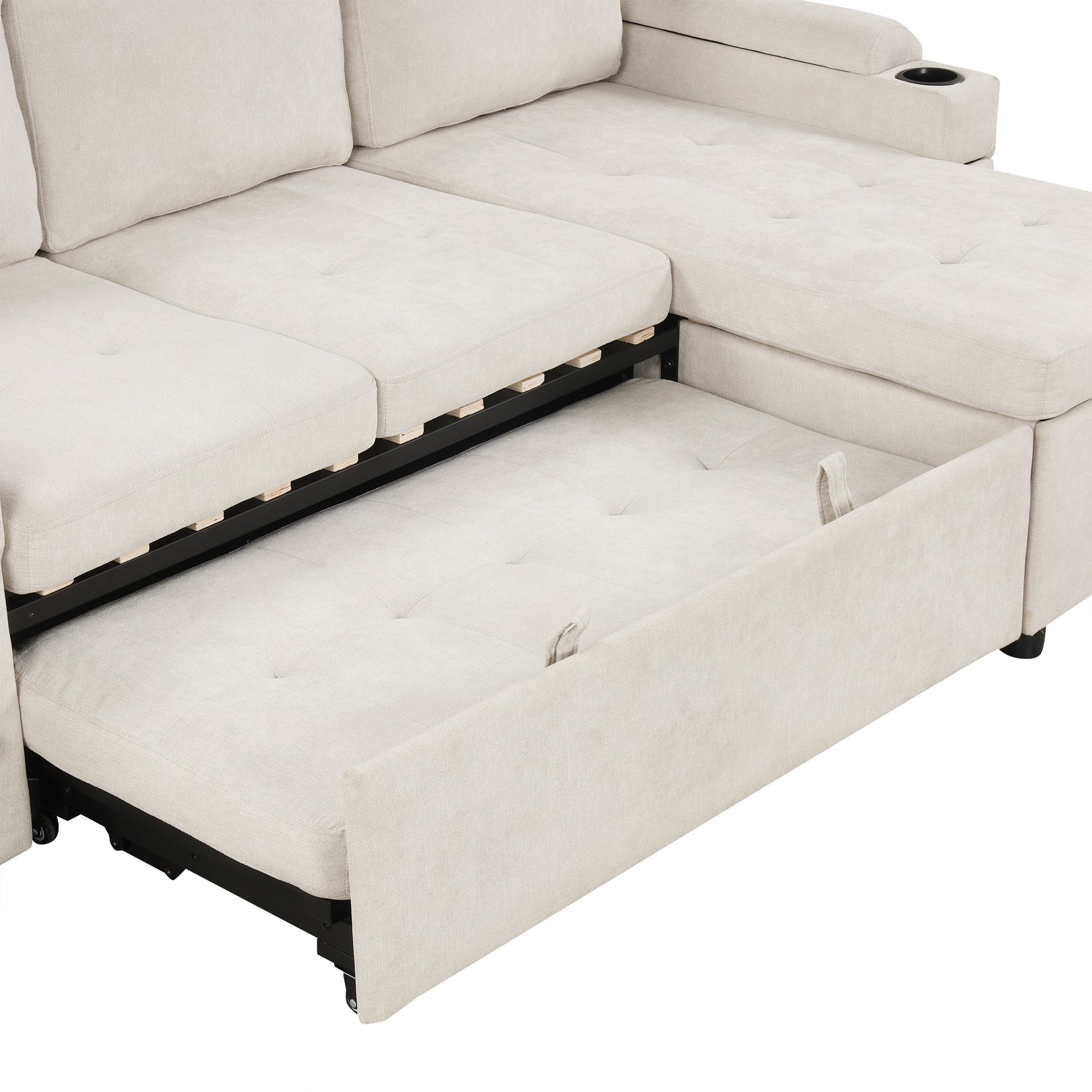 L-Shaped Sofa Couch Convertible Sofa Bed with Storage