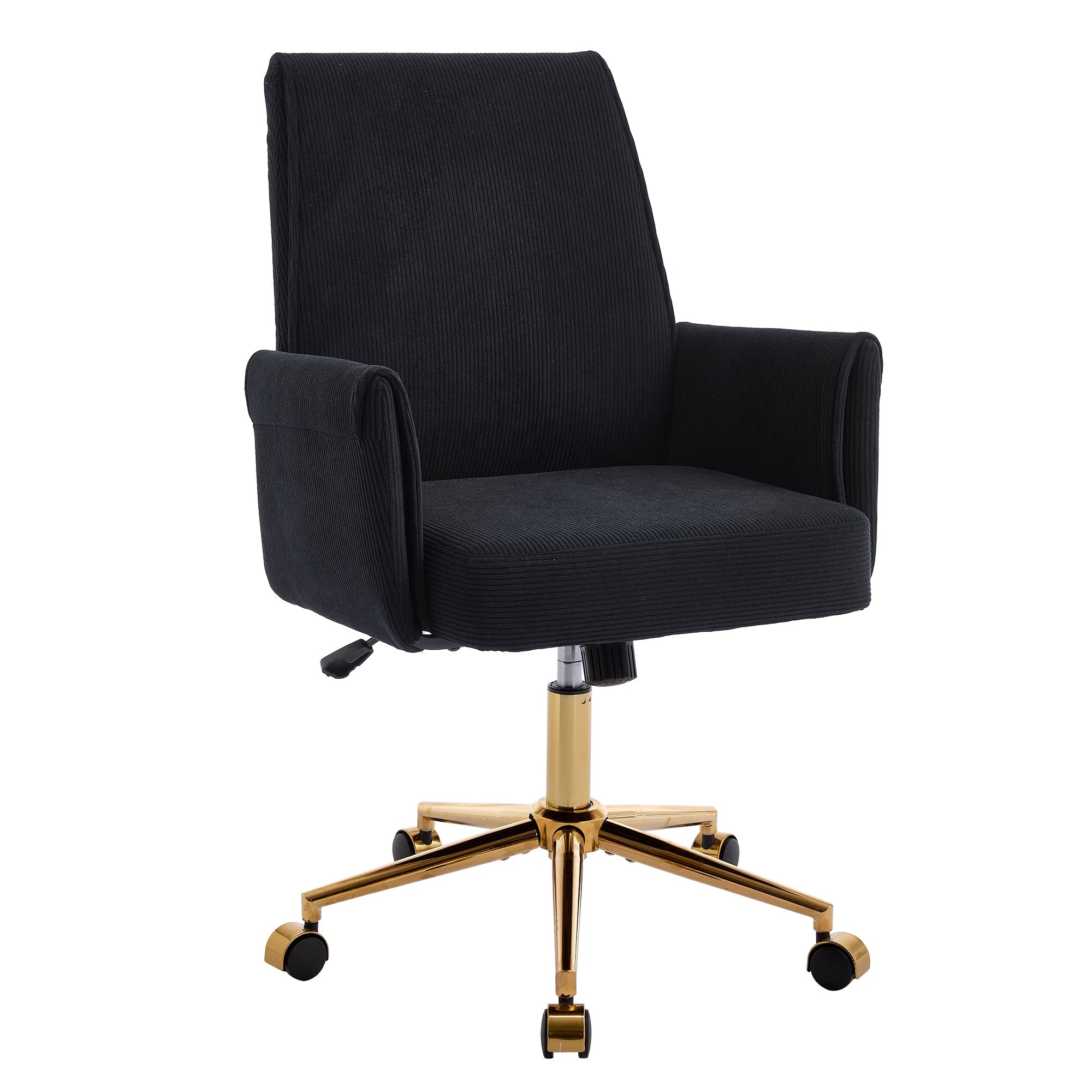 Mid-Back Liftable Office Chair - Striped Fabric - Black