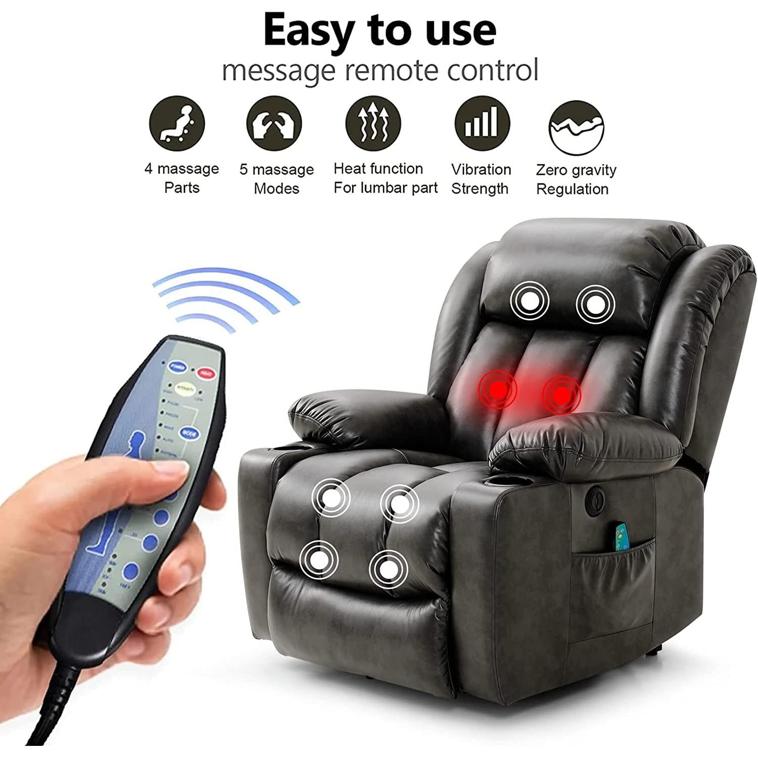 Electric Lift Recliner Chair in Grey