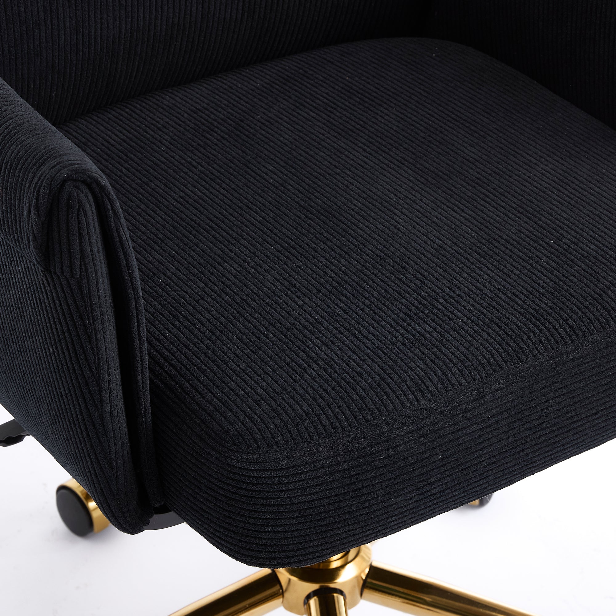 Mid-Back Liftable Office Chair - Striped Fabric - Black