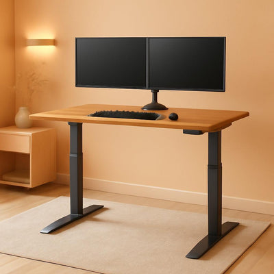 Electric Standing Desk 60 Inch With Butcher Block Top