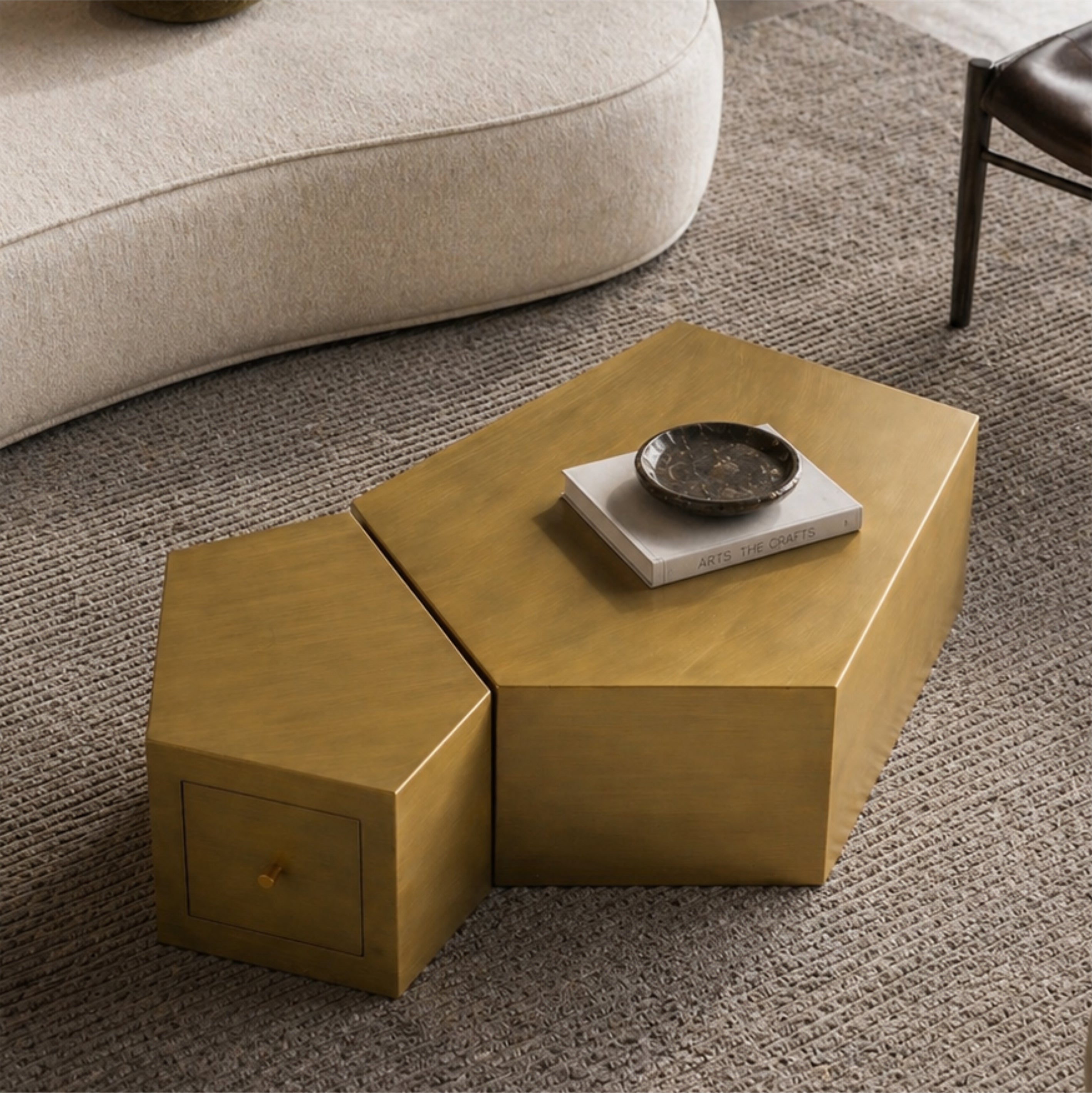 Modern Geometric Coffee Table Set of 2