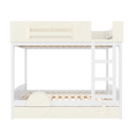 Full Bunk Bed with Trundle, White & Beige
