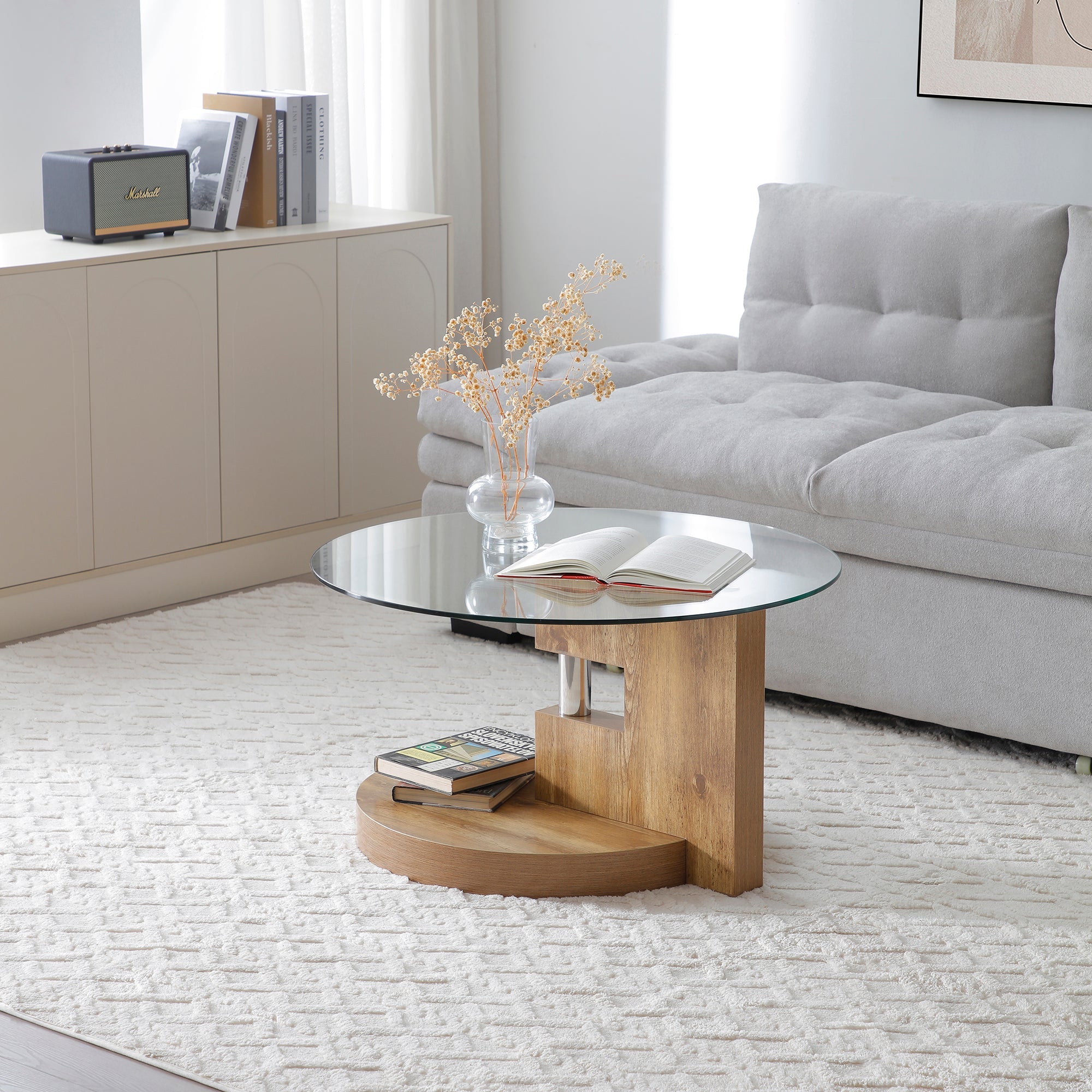 Modern and Practical Double-Layer Coffee Table