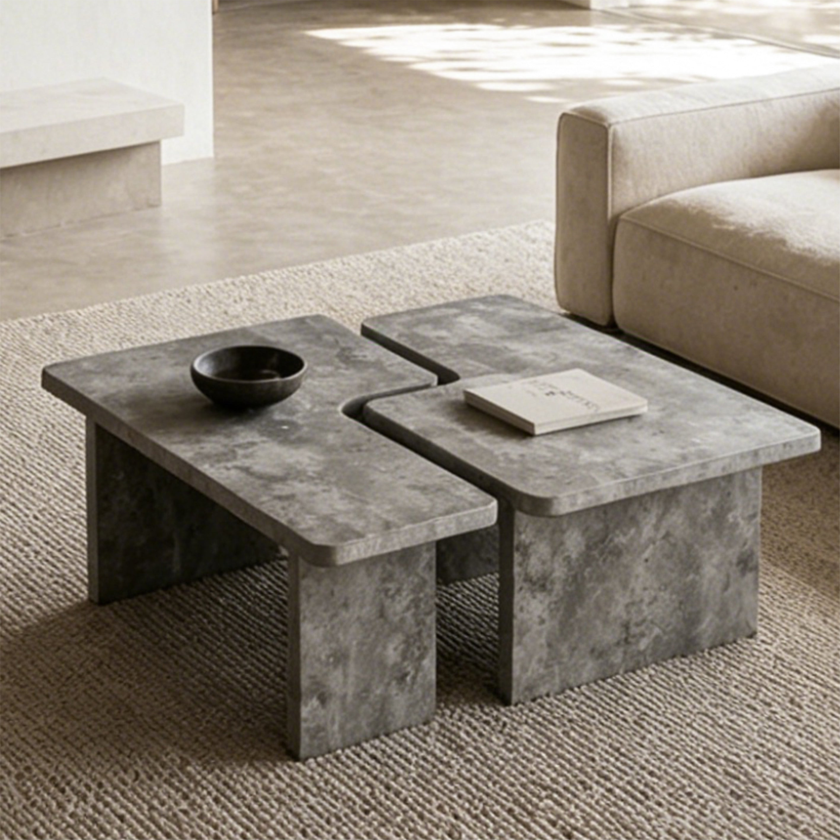 Modular Concrete Coffee Table Set of 2