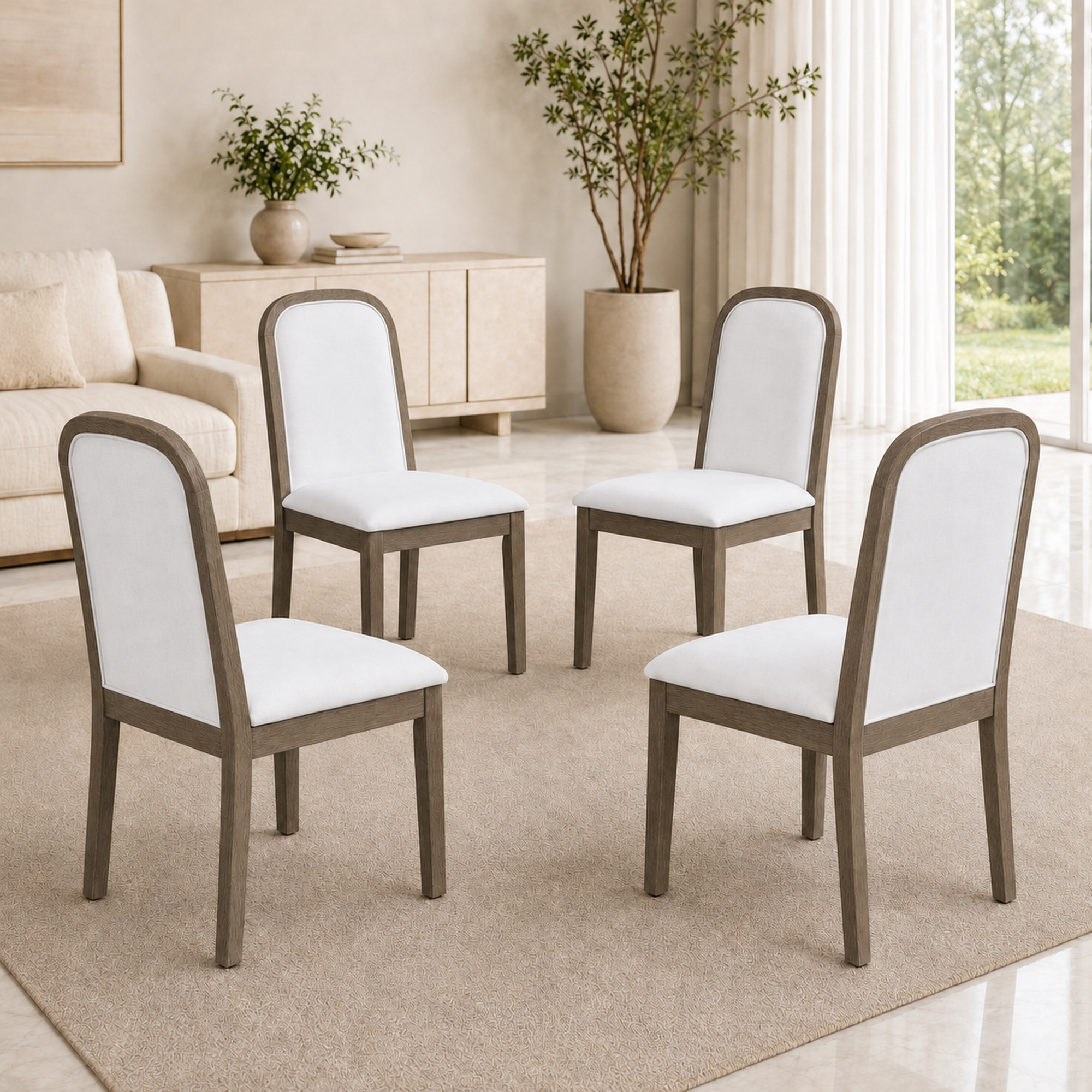 Vintage Style Dining Chair Set with 4 Upholstered Chairs