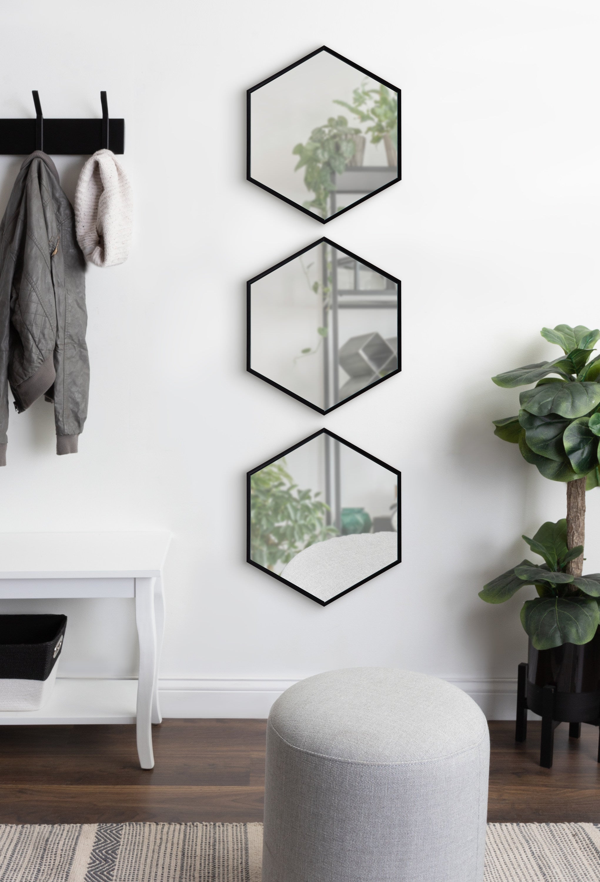 Rhodes Framed Hexagon Wall Mirror Set