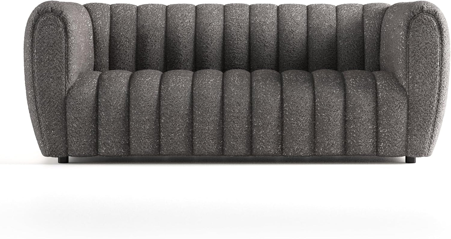 Charcoal Gray Vertical Channel Tufted 3 Piece Sofa Set