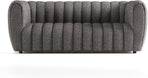 Charcoal Gray Vertical Channel Tufted 3 Piece Sofa Set
