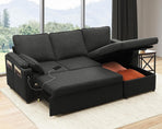 Convertible Sofa Bed with Storage and Cup Holder