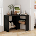 Corner Computer Desk with Storage Shelf - Triangle Design