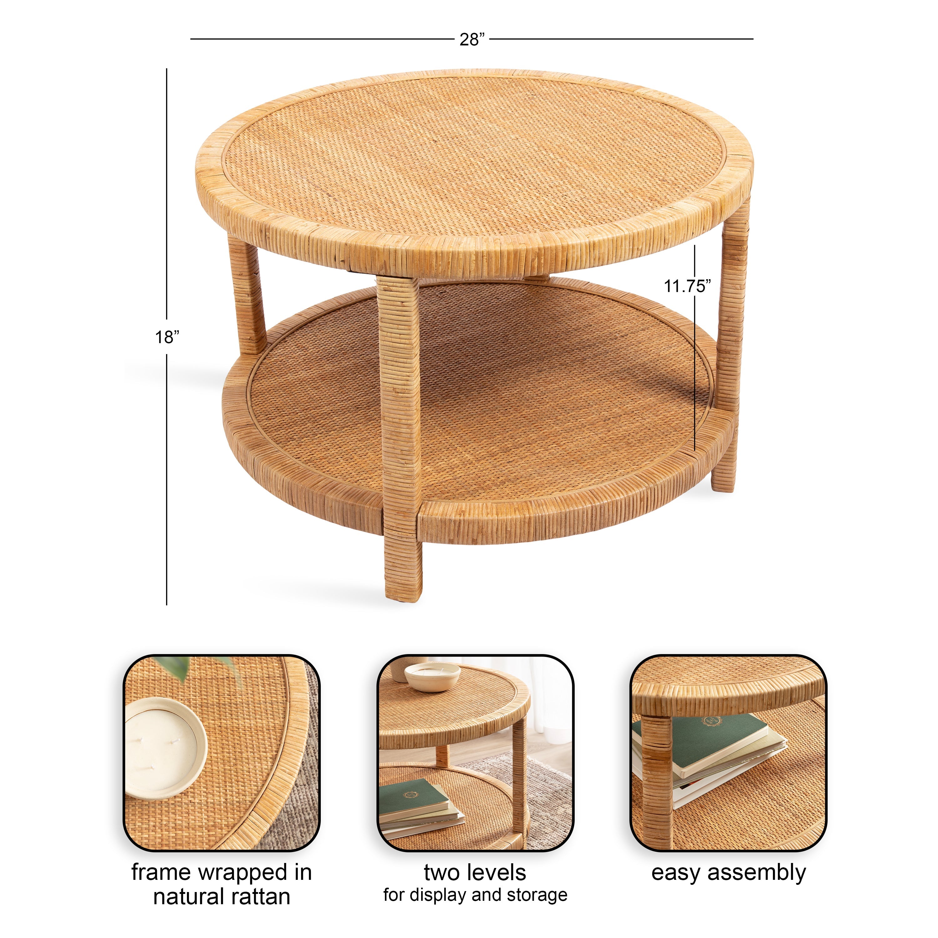 Rafina Rattan Round Coffee Table