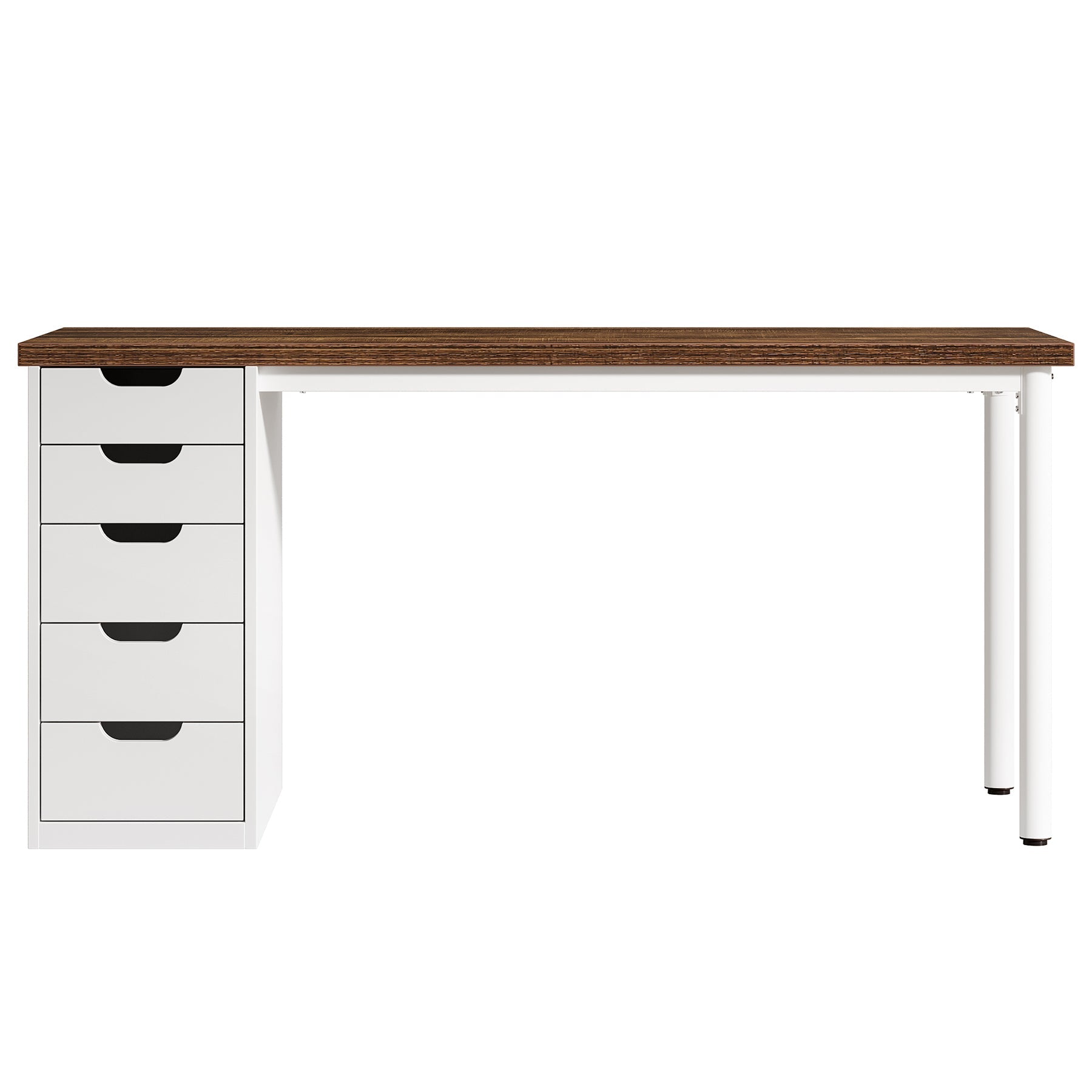 Computer Desk with 5 Drawers - 47 Inch Rustic Design