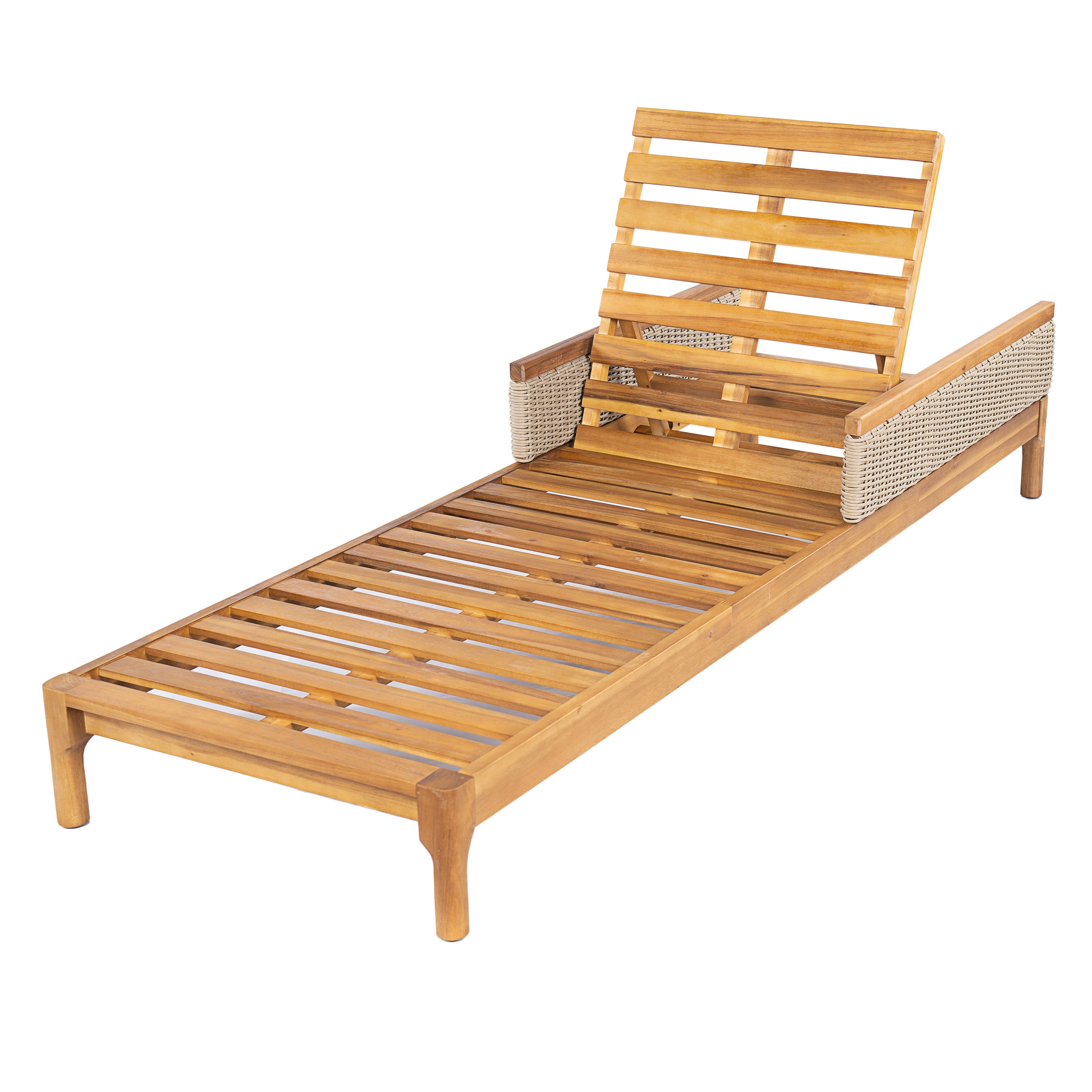Genuine Solid Acacia Wood Sun Chaise Lounger