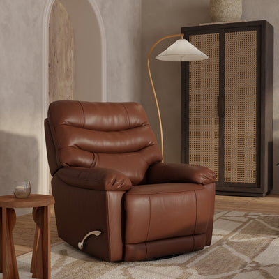 Genuine Premium Leather Recliner with Manual Footrest