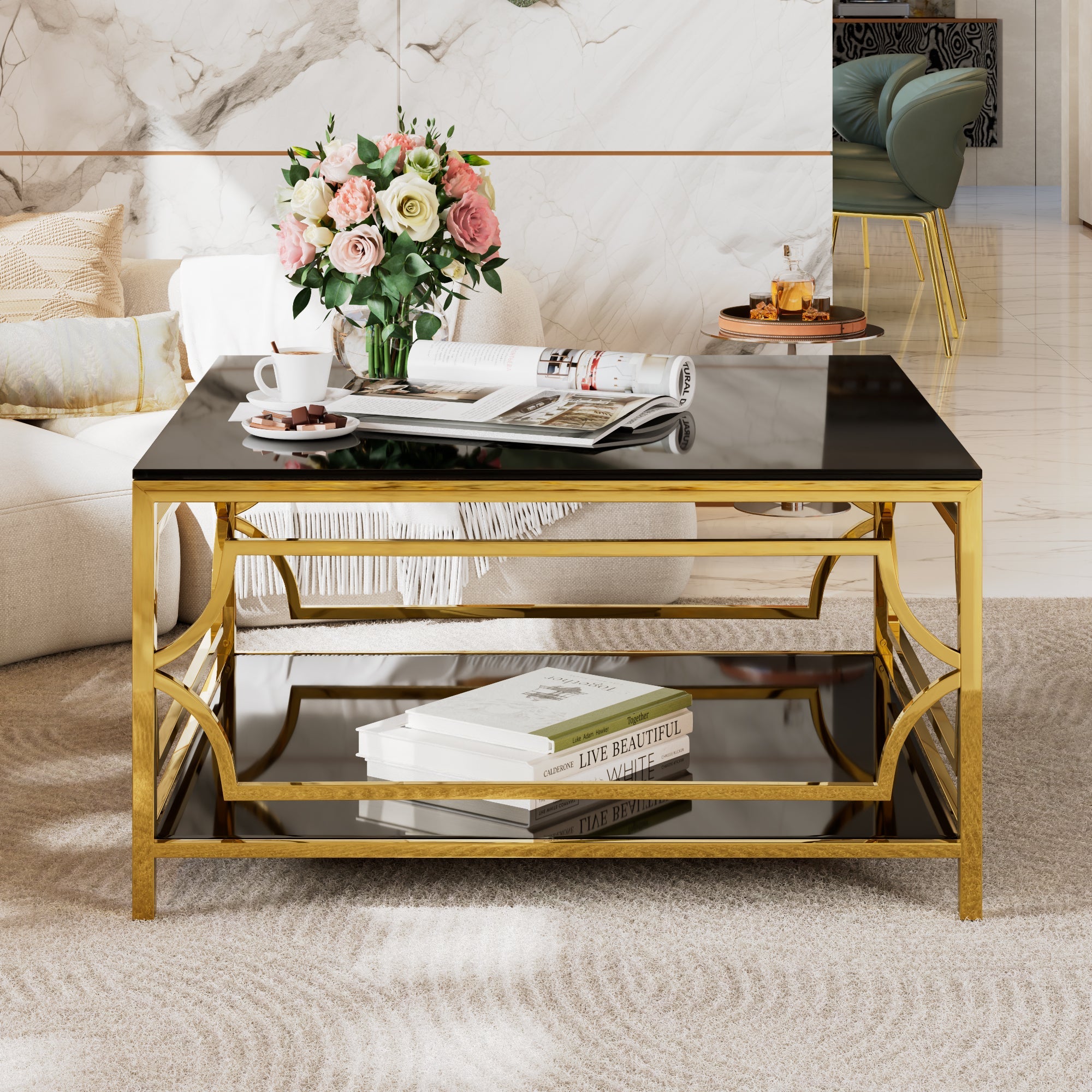 Square Glass Coffee Table in 33.5
