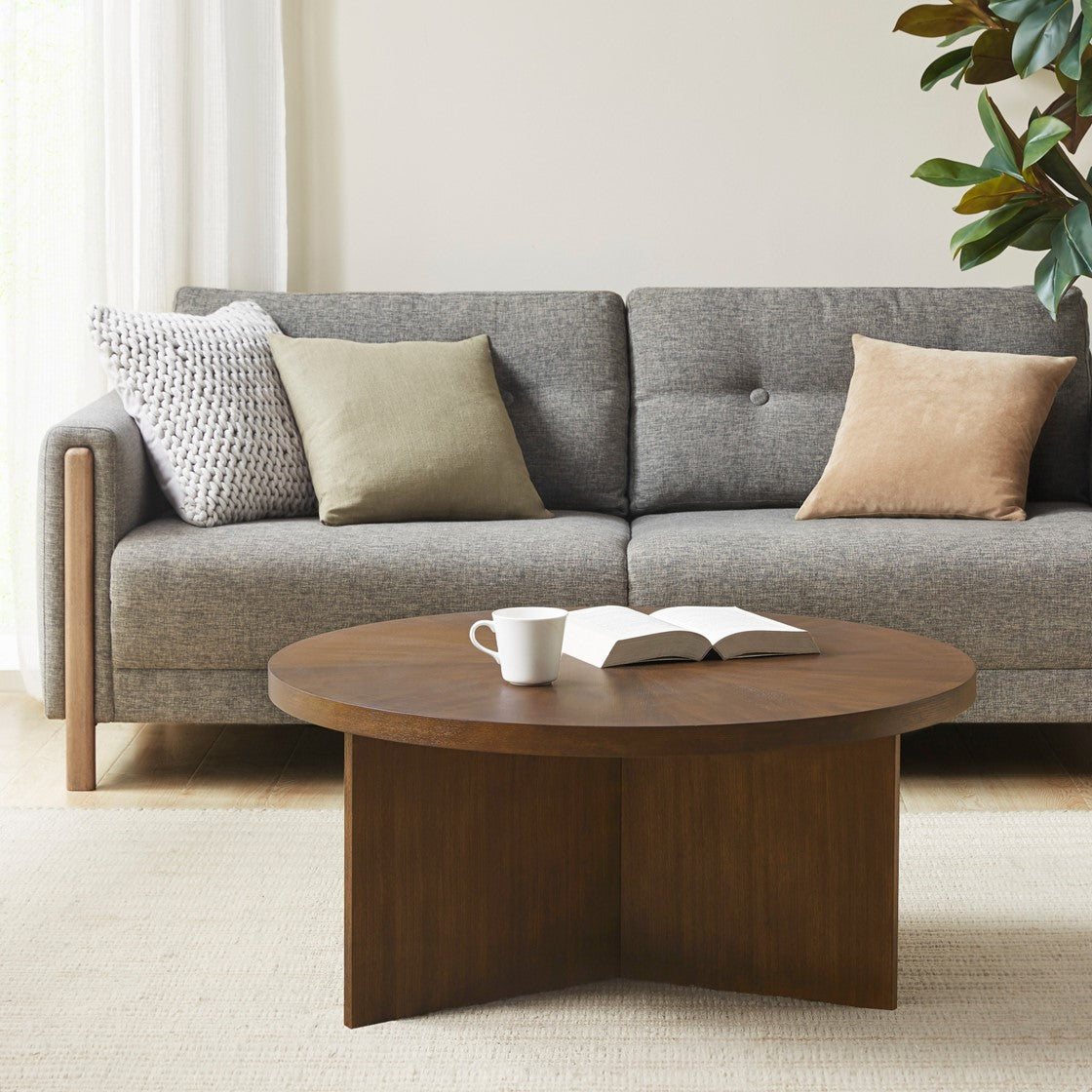 Round Coffee Table with Wood Veneer Top