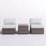 Rattan Wicker 2-Person Seating Set with Cushions