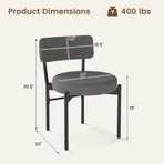 Dining Chair Set of 2 with Curved Backrest and Padded Seat