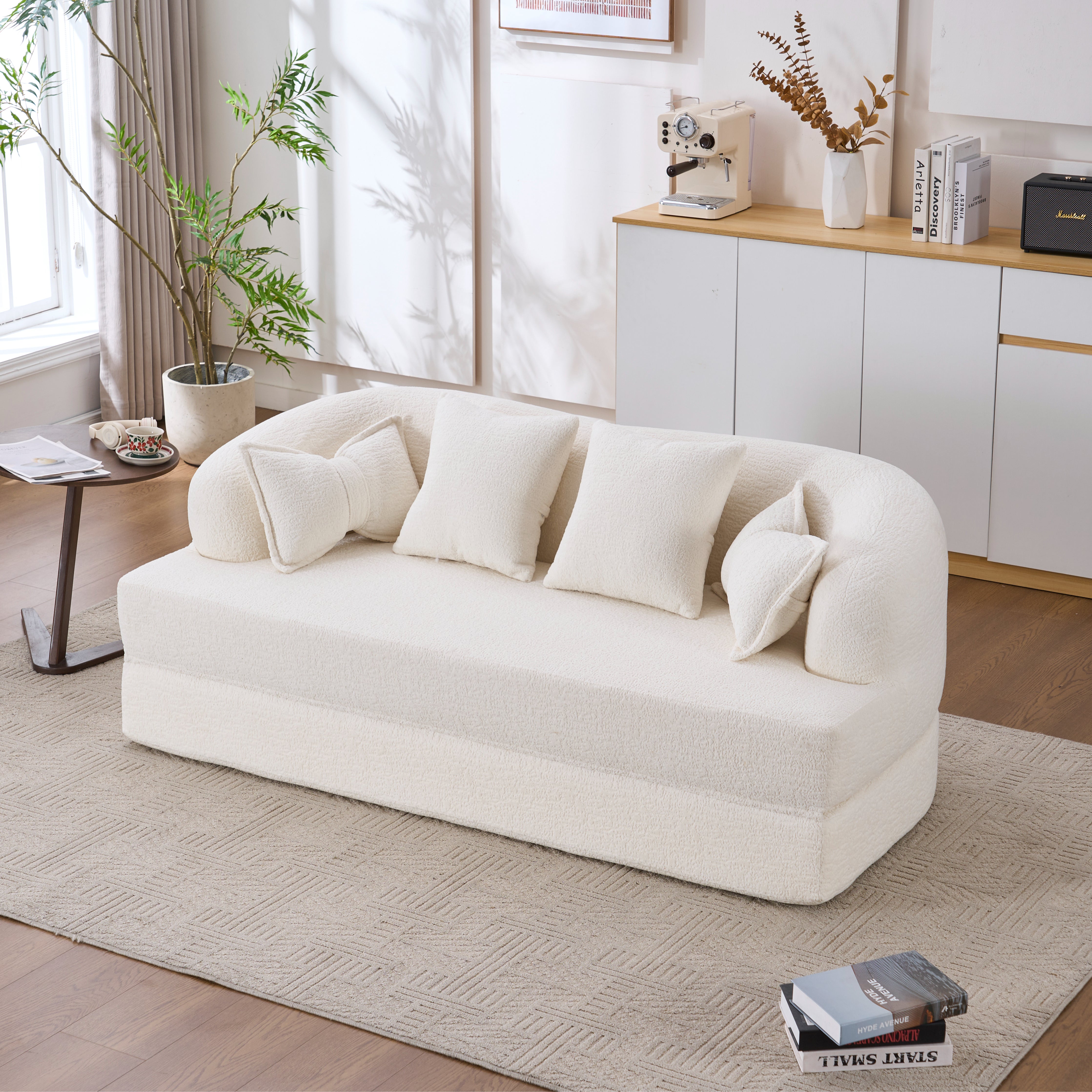 2-in-1 Foldable Sofa Bed with Pillows