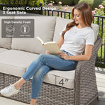 73.6" PE Wicker Rattan Outdoor Furniture Set, 3 Seat Sofa