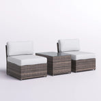 Rattan Wicker 2-Person Seating Set with Cushions
