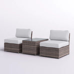 Rattan Wicker 2-Person Seating Set with Cushions
