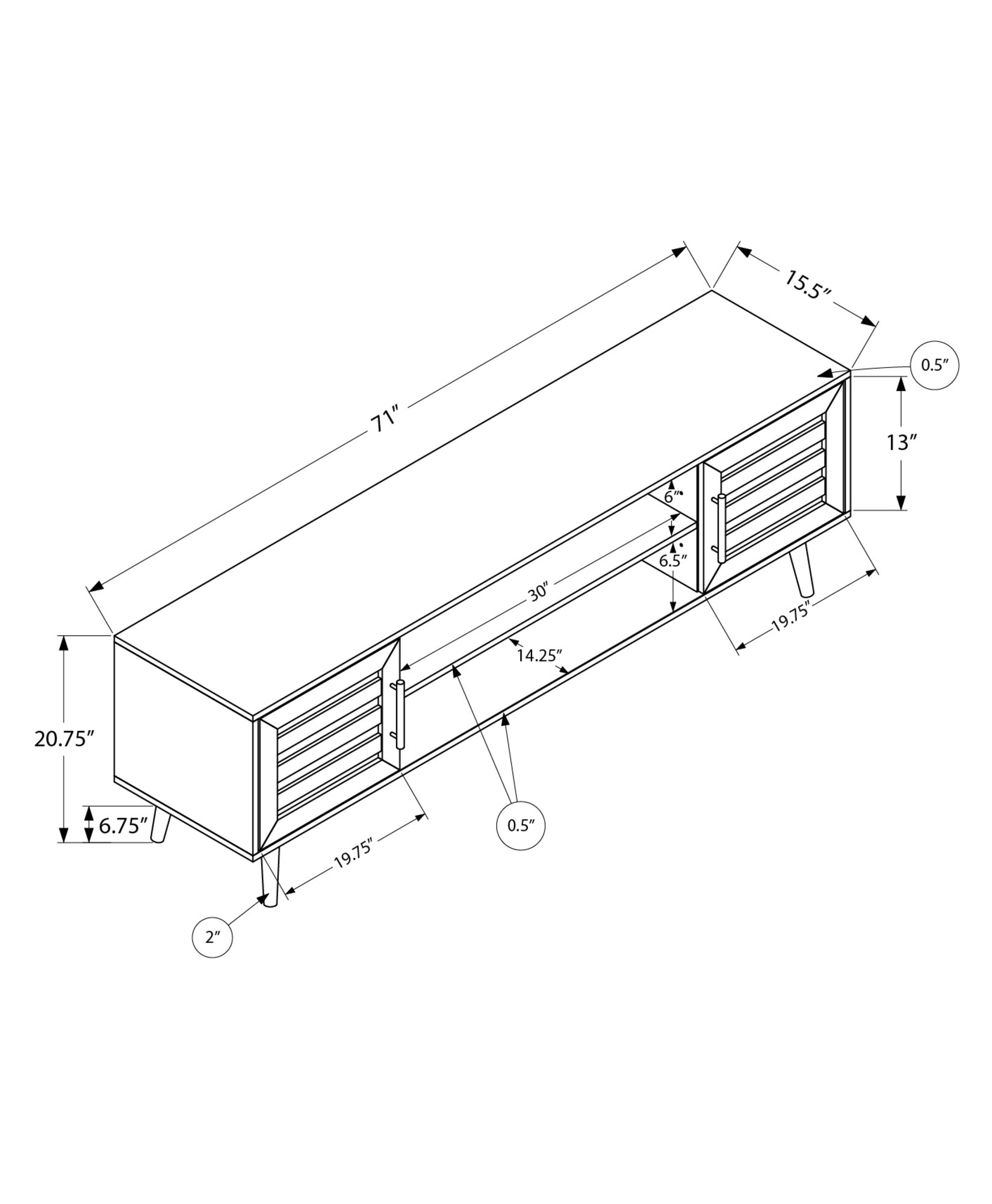 72 Inch TV Stand - Console Media Entertainment Center