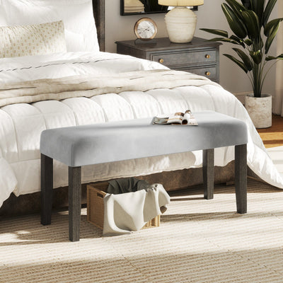 End of Bed Bench with Padded Seat and Solid Wood Legs