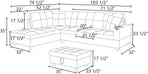Ponliving Espresso L Shaped Sectional Sofa Set Left Hand Facing