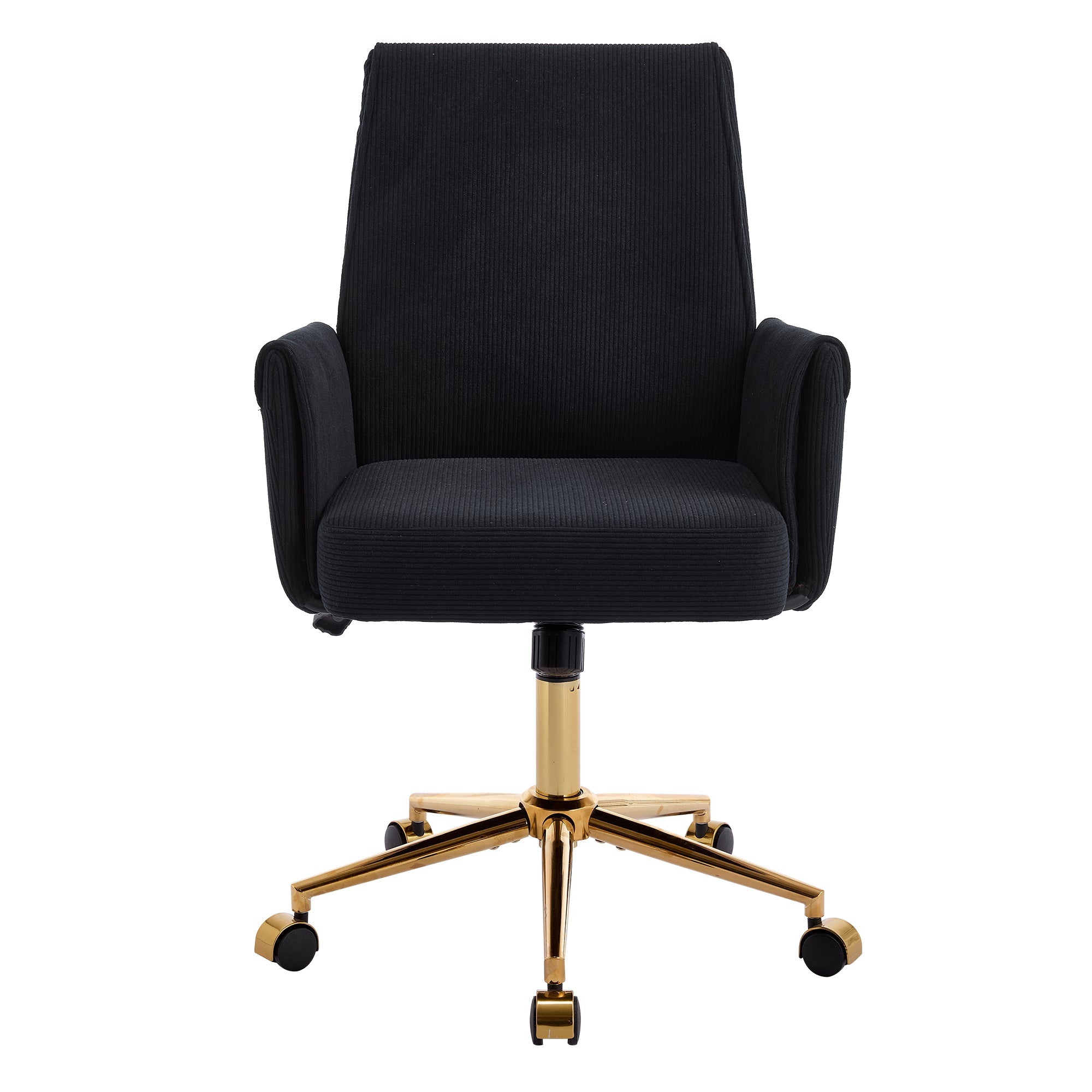 Mid-Back Liftable Office Chair - Striped Fabric - Black