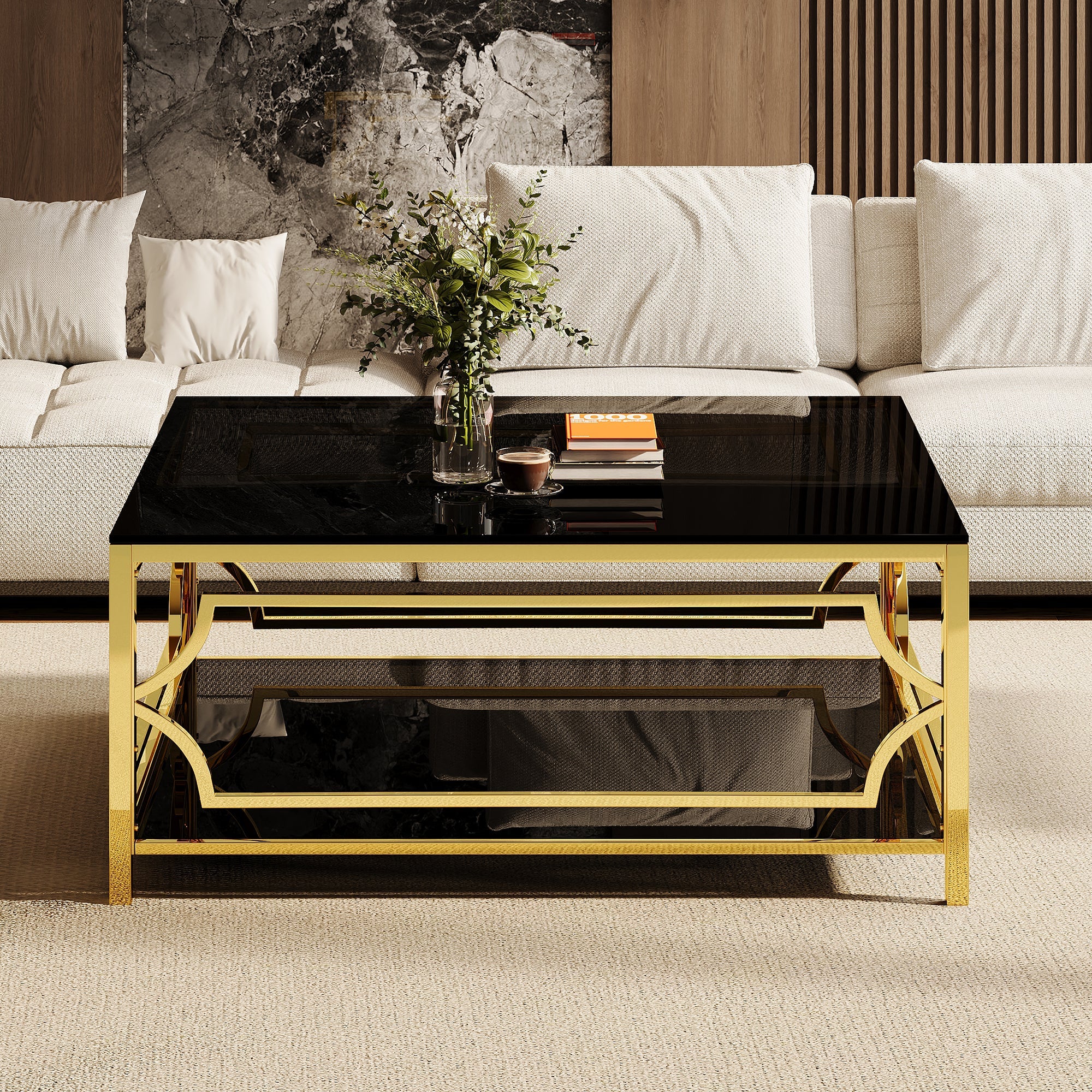 Square Glass Coffee Table in 33.5