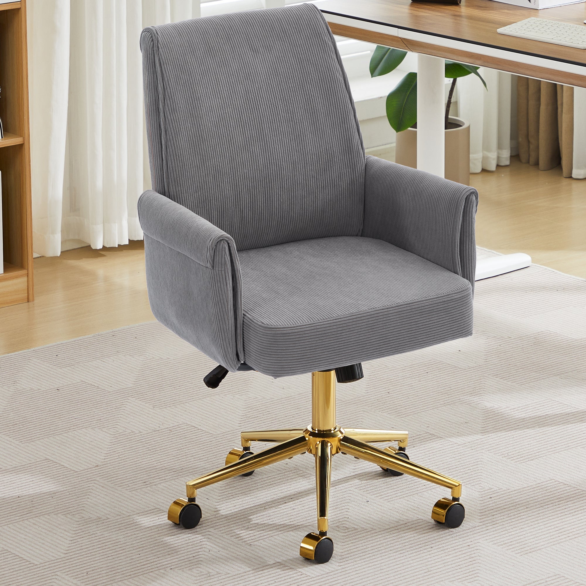 Mid-Back Liftable Office Chair - Striped Fabric