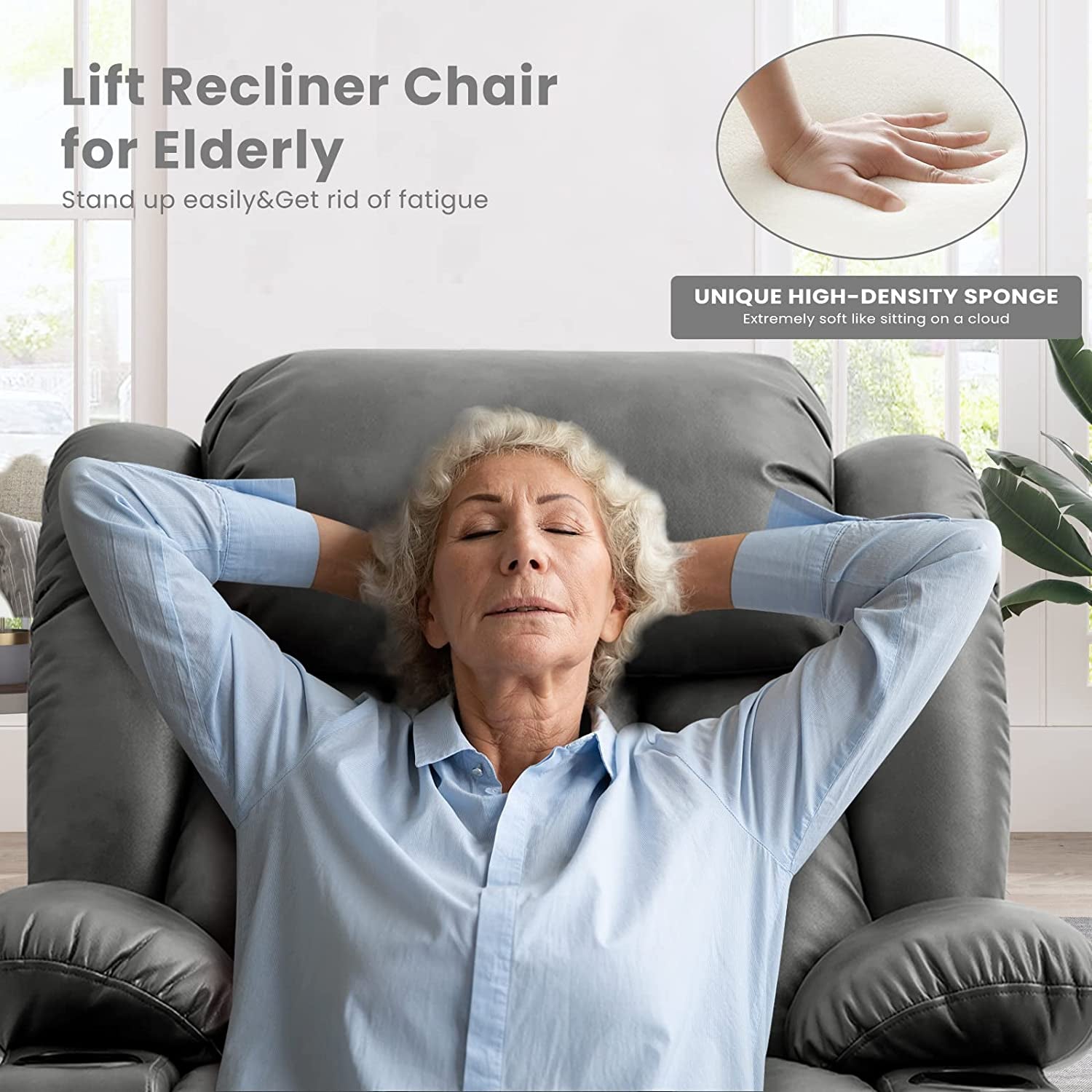 Electric Lift Recliner Chair in Grey