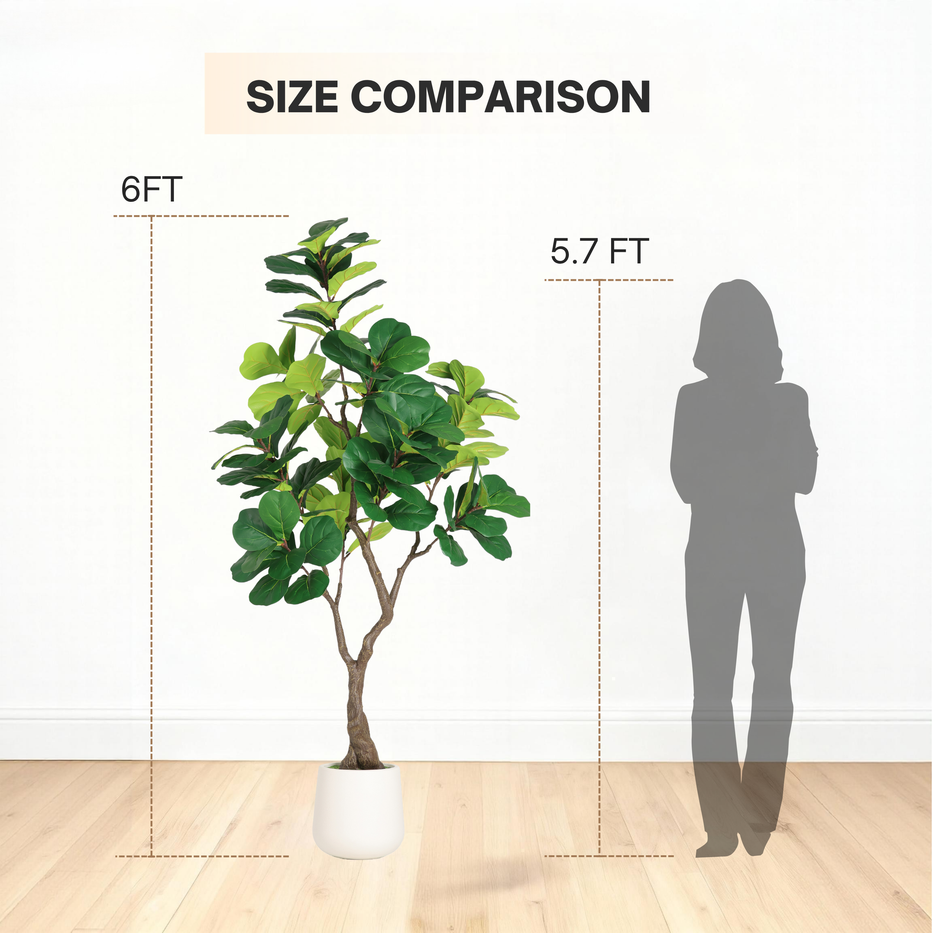 6FT Artificial Fiddle Leaf Fig Tree With Decorative Pot