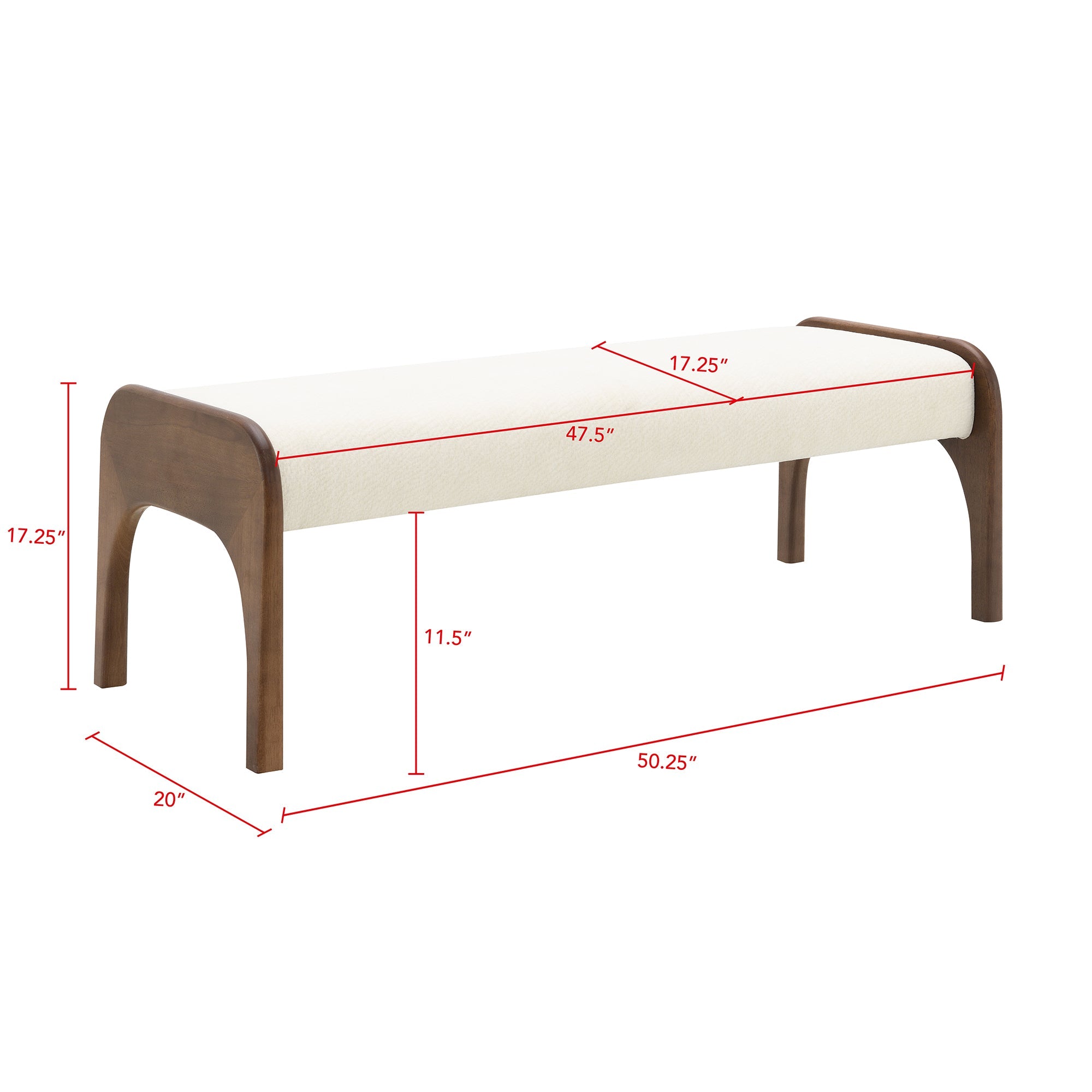 50.25 Inch Upholstered Long Bench
