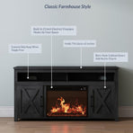The Farmhouse 58 Inch TV Stand With Electric Fireplace Grey
