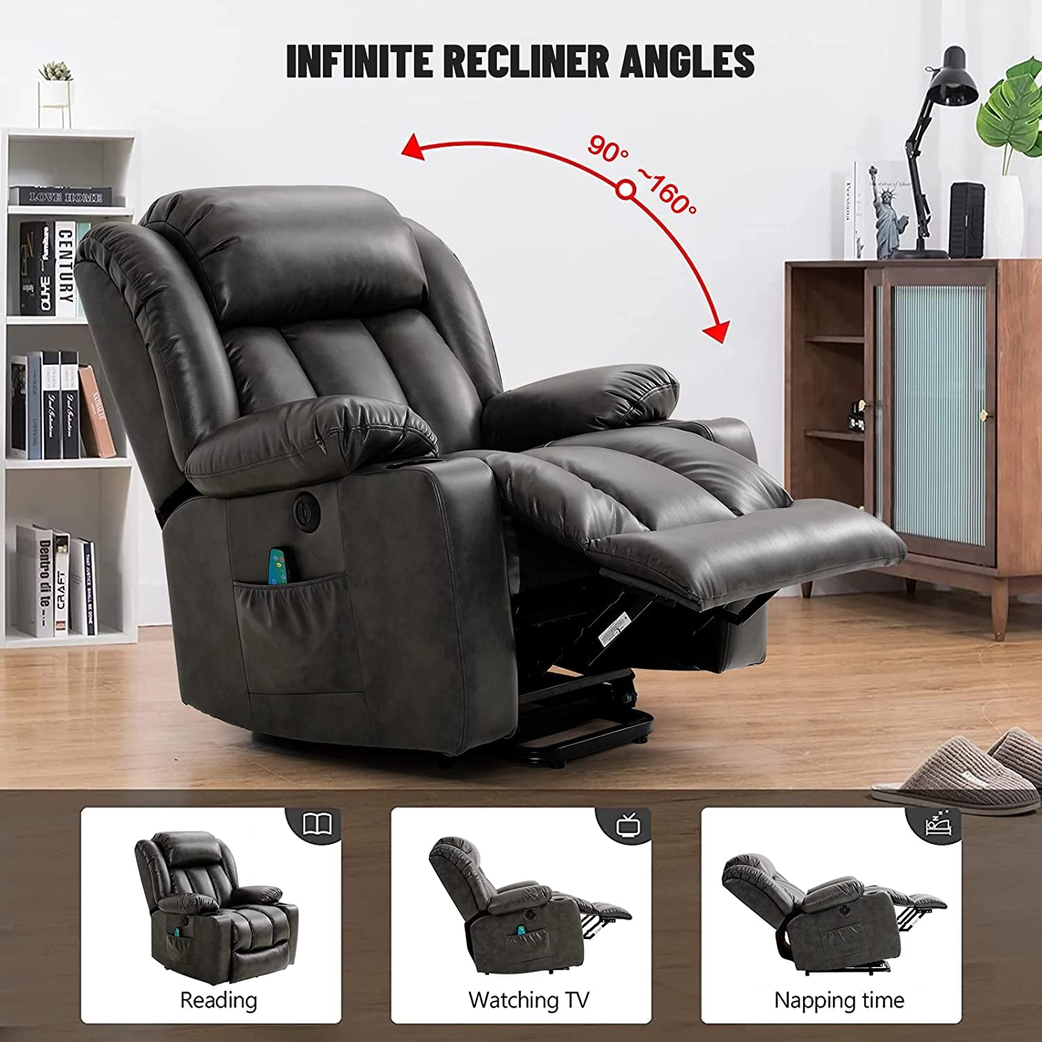 Electric Lift Recliner Chair in Grey