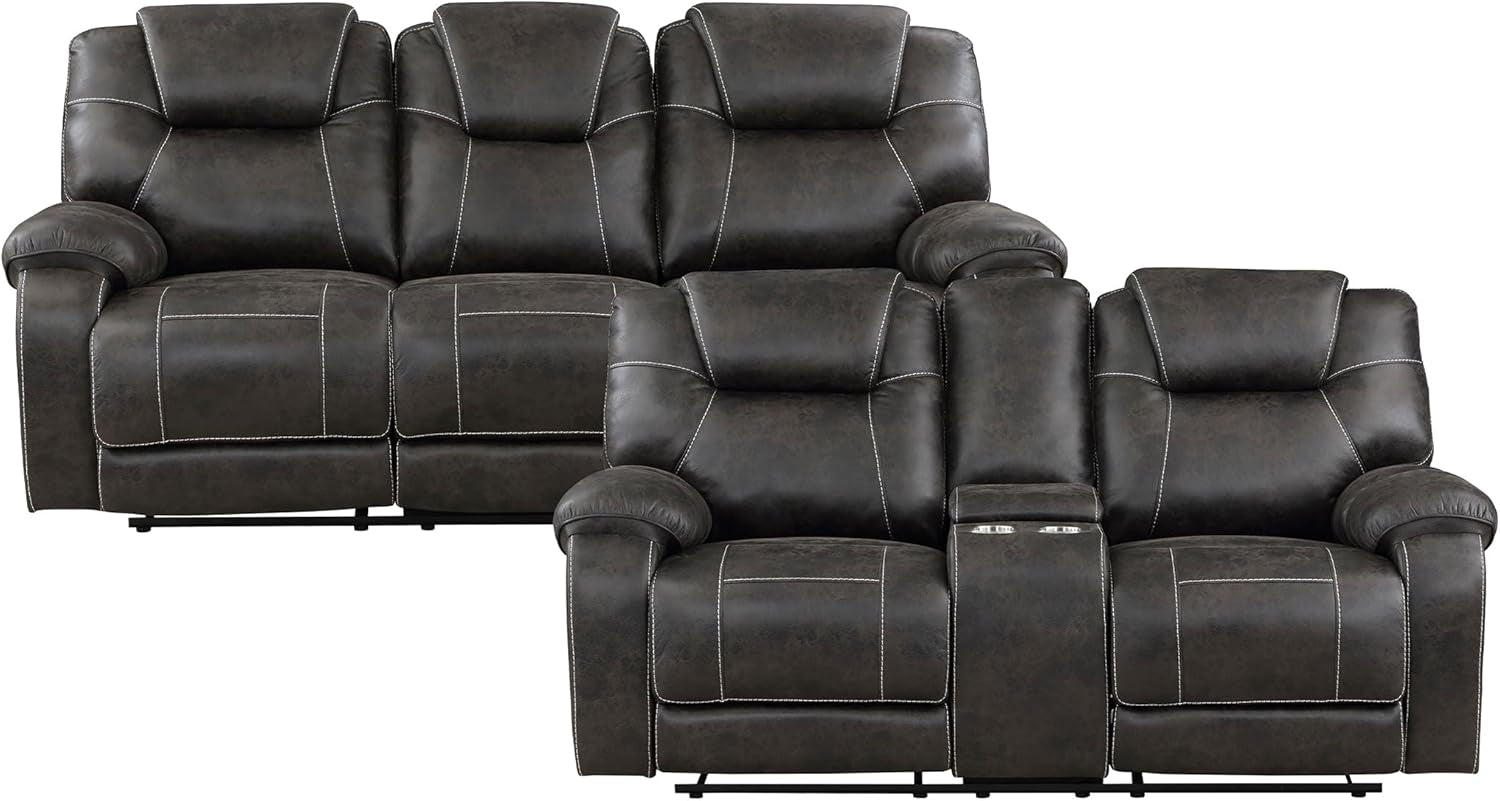 Recife 2-Piece Reclining Living Room Sofa Set Chocolate