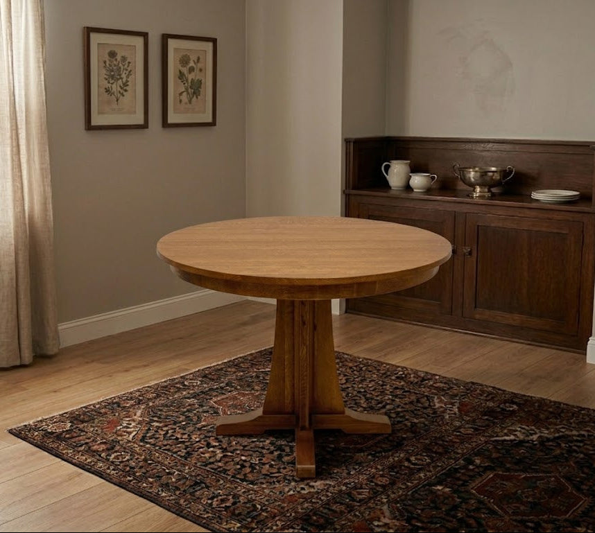 Mission Sawn Oak Round Dining Table - 40