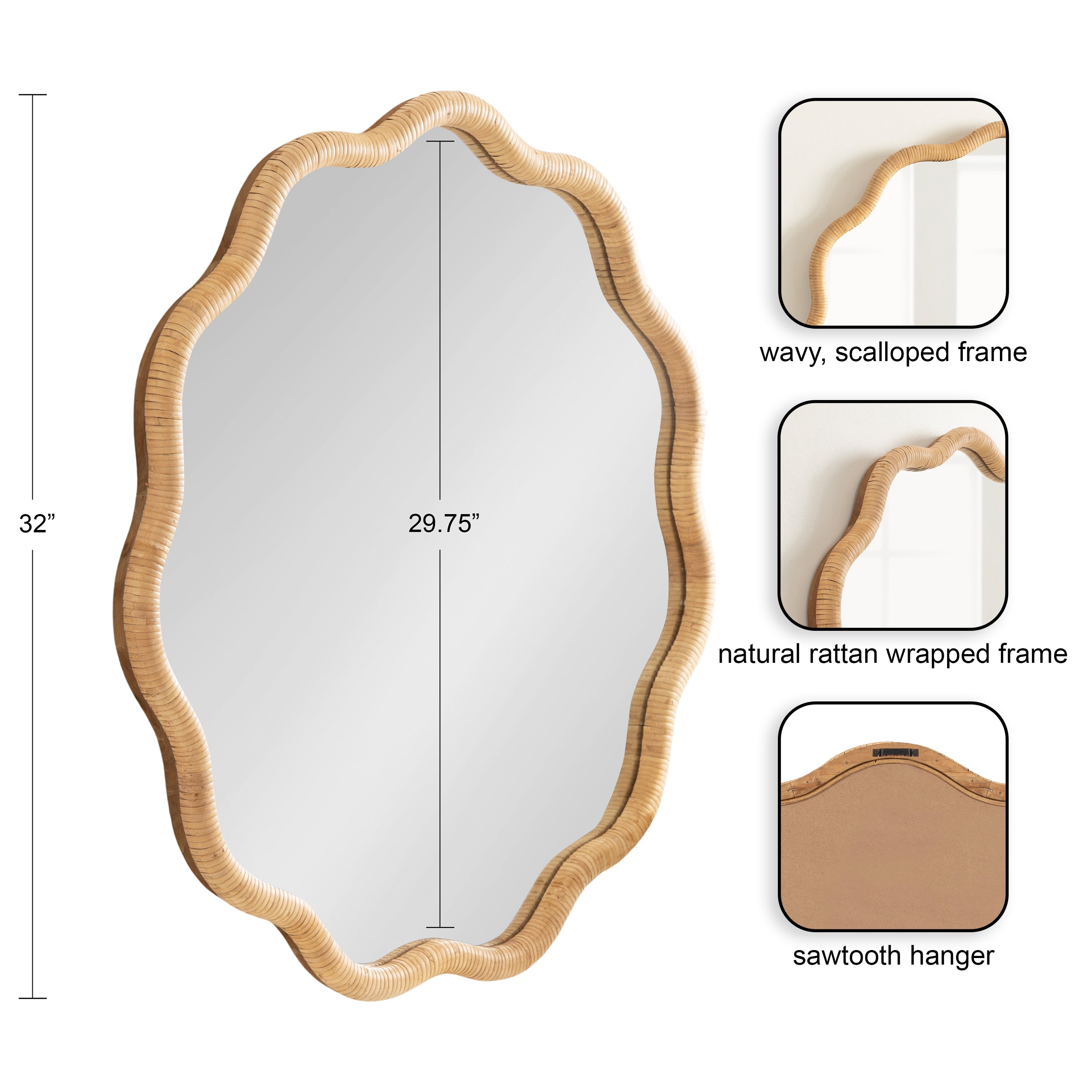 Rahfy Scallop Framed Wall Mirror