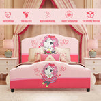 Girl's Upholstered Platform Toddler Girl Pattern Bed
