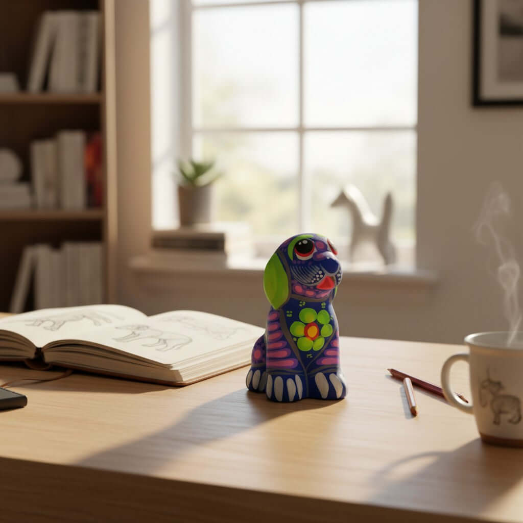 Alebrije Dog Figurine | Hand-Painted Folk Art