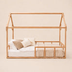 Twin Size Montessori House Bed for Kids with Fence