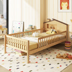 Montessori Bed with House-Shaped Headboard and Built-in Storage Shelf