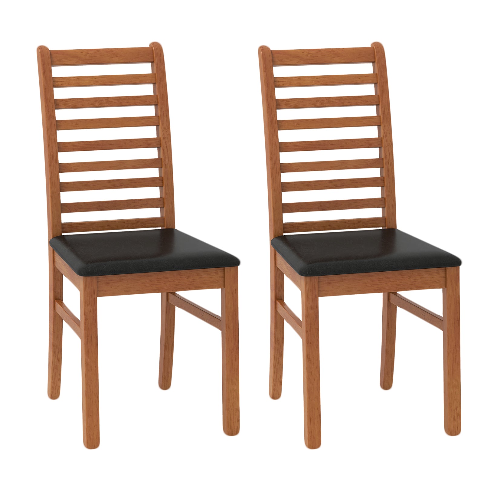 Set of 2 Wooden Dining Chair with Rubber Wood Legs