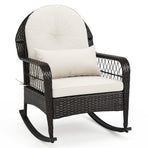 Outdoor Wicker Rocking Chair with Cushions - 400 LBS Capacity